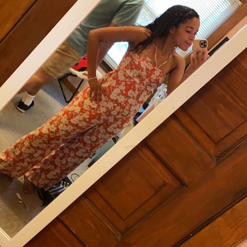 American Eagle floral flowy jumpsuit